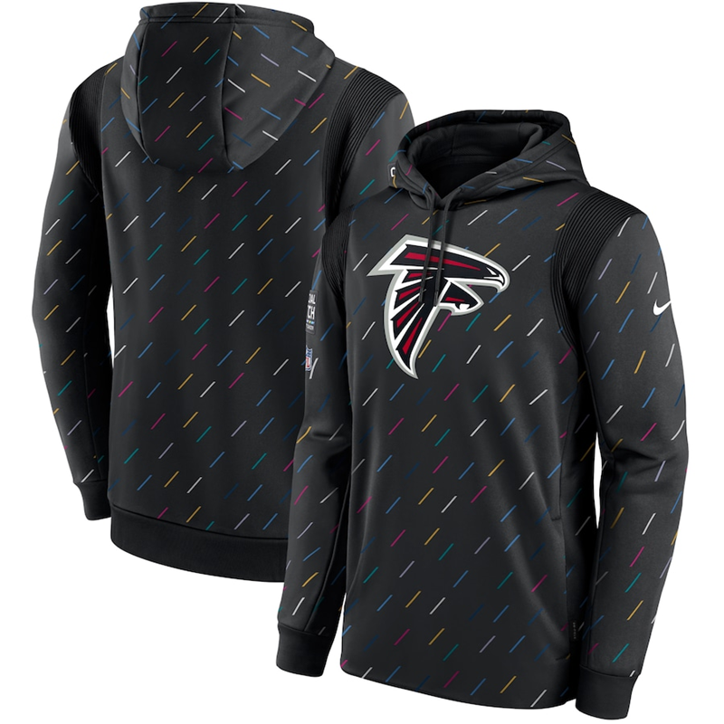 Men's Atlanta Falcons 2021 Charcoal Crucial Catch Therma Pullover Hoodie